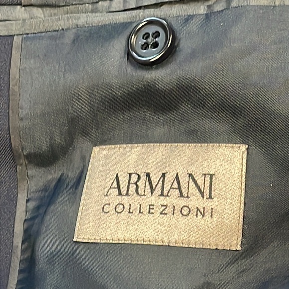New Armani Collezioni Navy Blue Wool Blazer Suit Jacket 2 Button Sz 48S - Picture 8 of 15